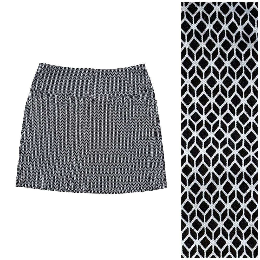 SC & CO Skort Womens L Black Geo Tummy Control Active Golf Tennis Pickleball EUC